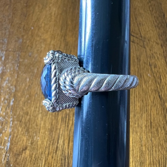 Judith Ripka Sterling Silver Blue Quartz Hematite Diamonique CZ Ring - Picture 12 of 14